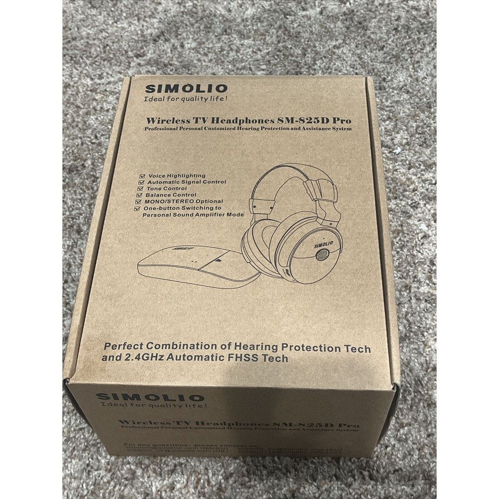 SIMOLIO Wireless Headphones for TV Watching with Transmitter - SM-825D Pro - New